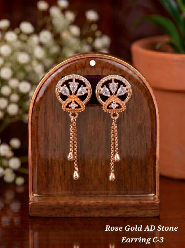 Rose gold ad Stone Earring C 3 Bulk buy imitation jewelry
